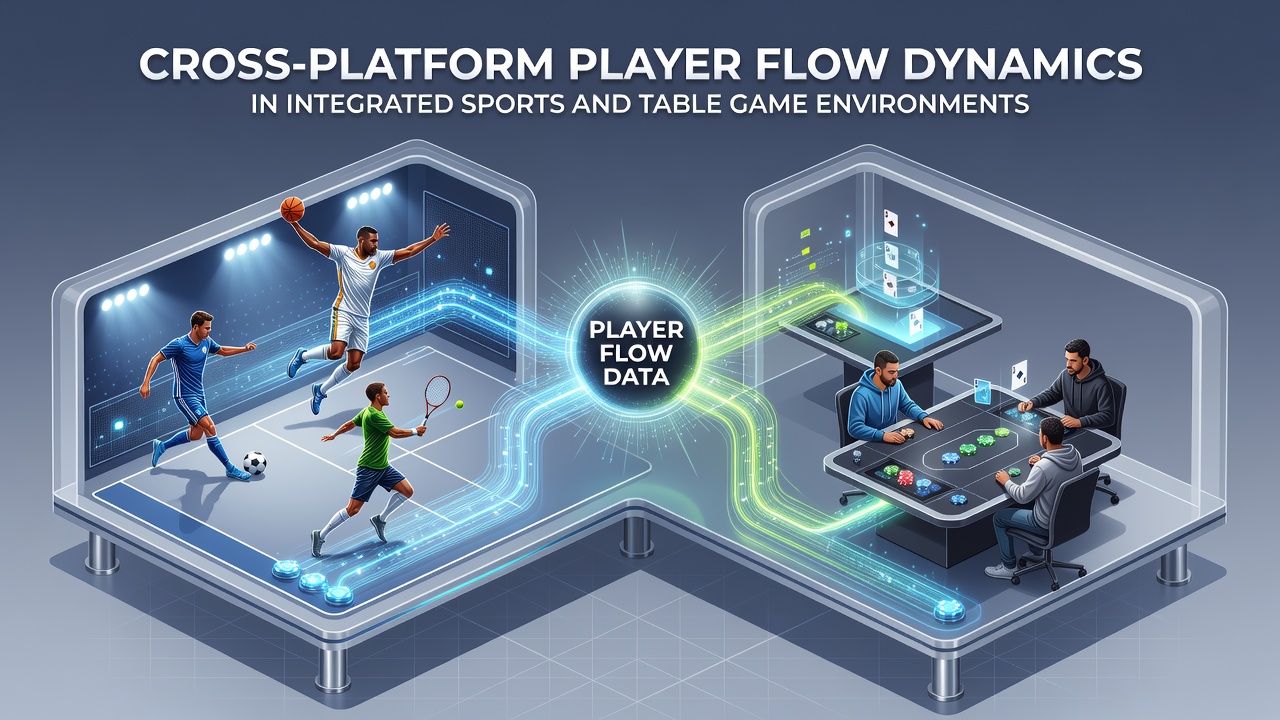Digital dashboard displaying player flow analytics between sports and table game platforms
