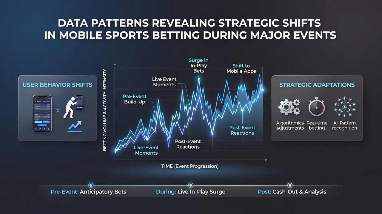 Analytics dashboard showing betting volume trends and strategic shifts during major sports events