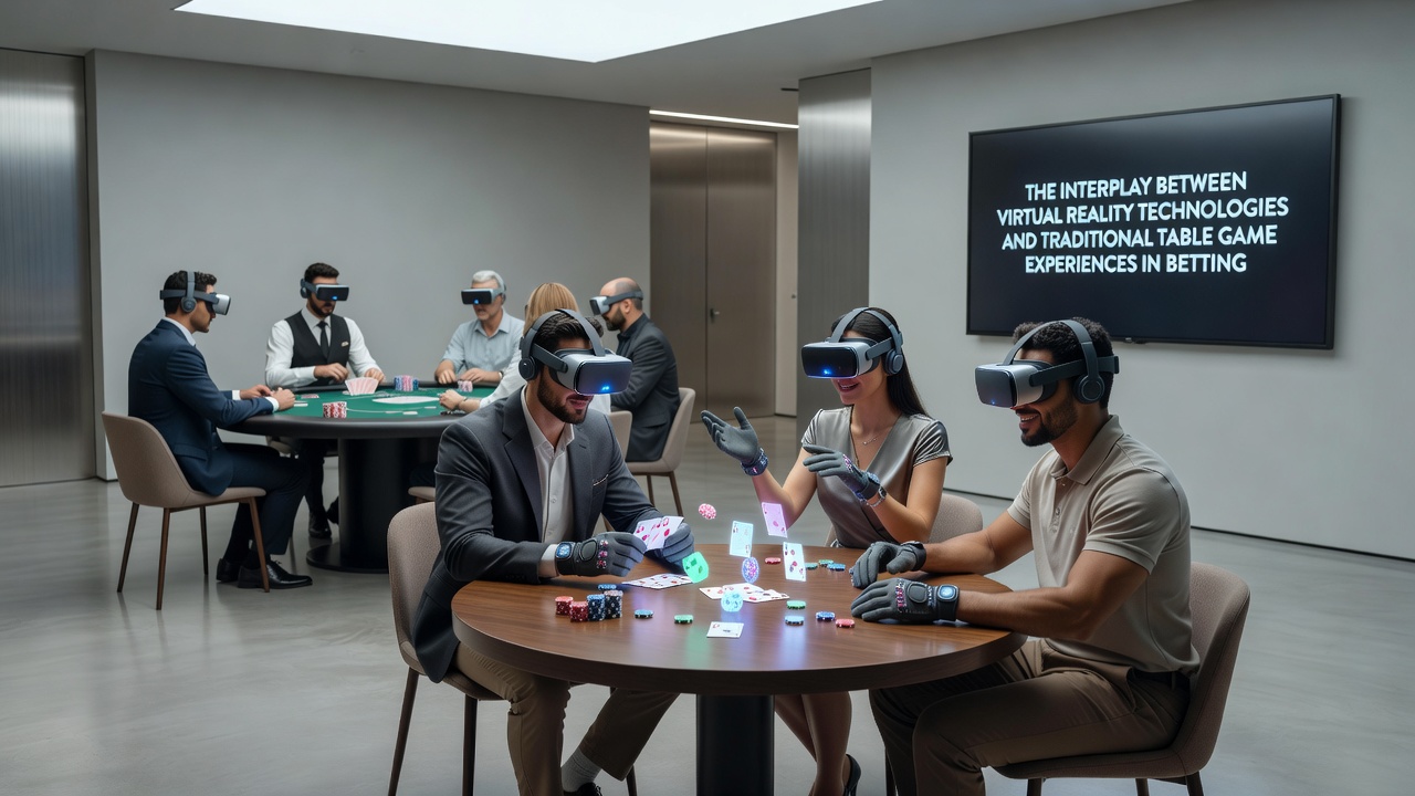 Players at a roulette table wearing VR headsets with digital overlays showing game statistics