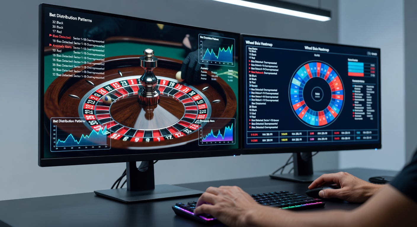 A close-up view of a roulette wheel spinning during a live casino stream, with the ball landing in a pocket under bright studio lights